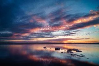 Sunset over the salt lake in Torrevieja
